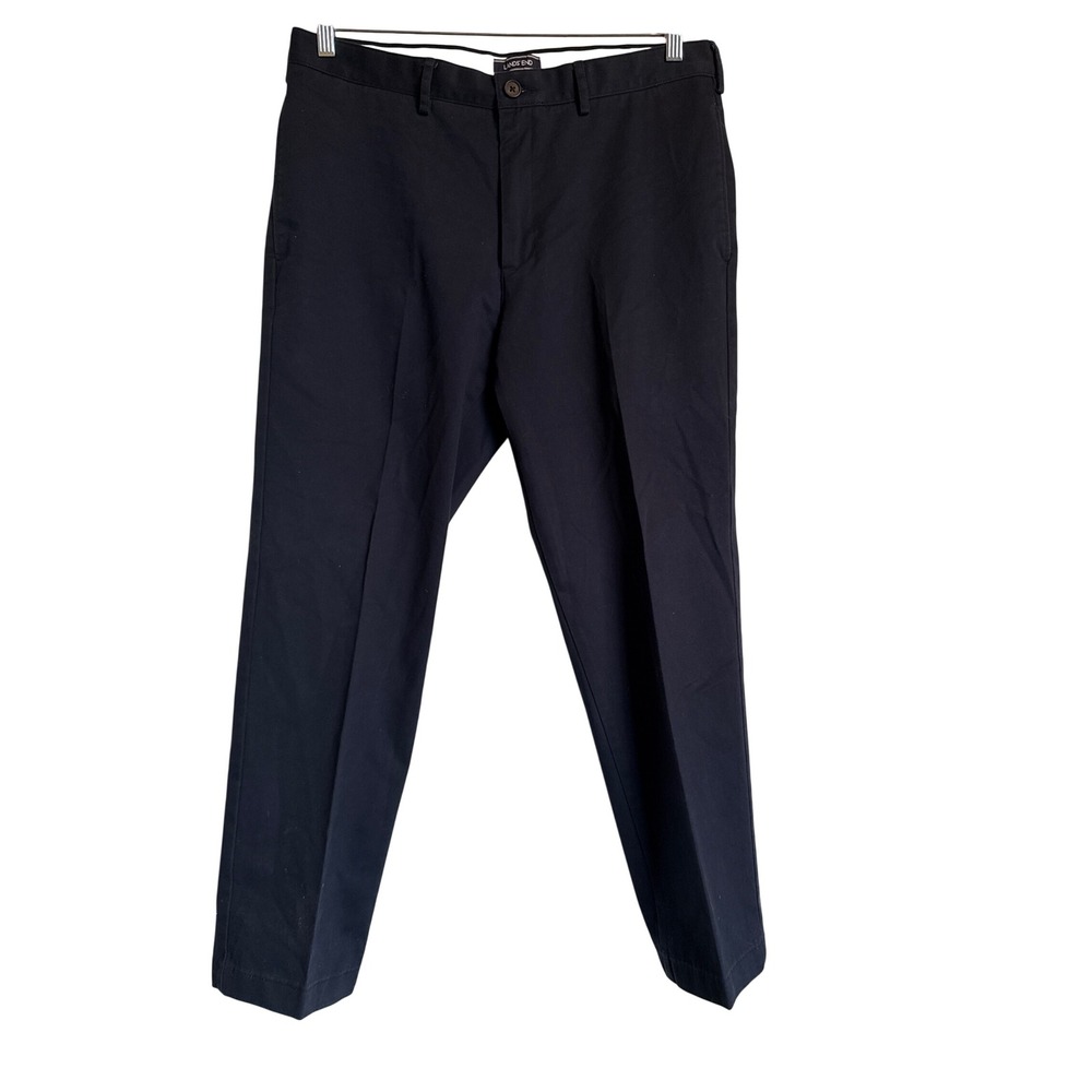 Lands End Tailored‎ Fit Chino Pants Mens 34 Navy Blue Cotton Casual Dress Khaki